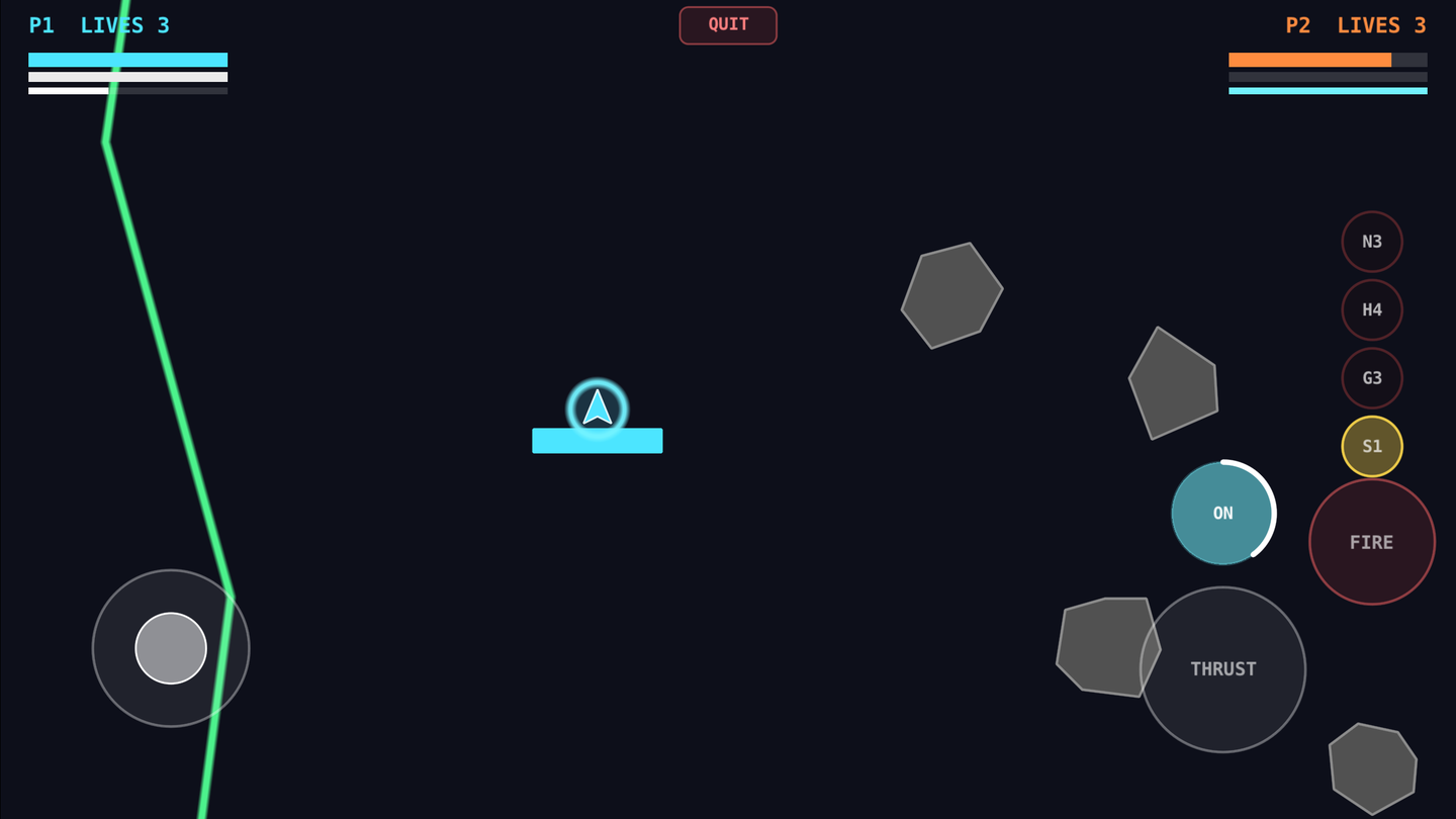 Two rocket ships dogfighting in a cave