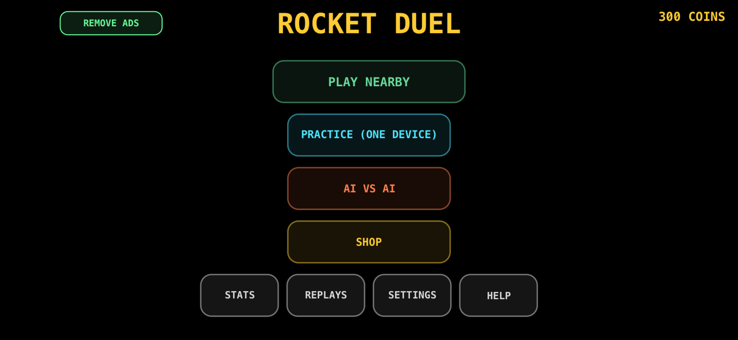 Rocket Duel main menu