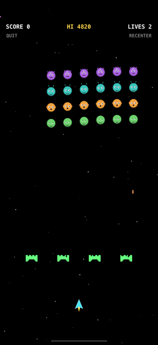 Gameplay with alien fleet and barriers