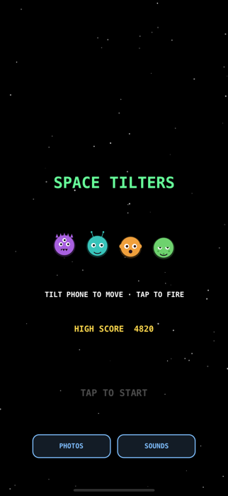 Space Tilters menu screen