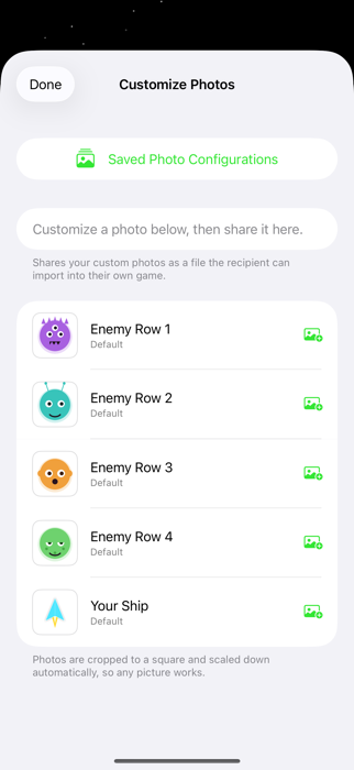 Photo customization screen